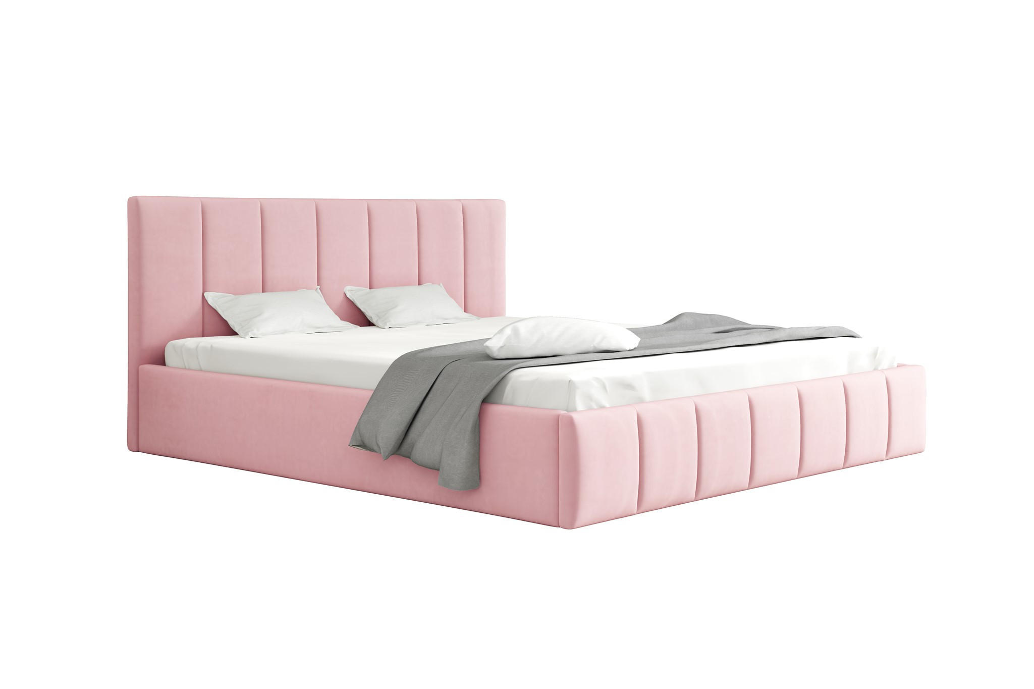 POLSTERBETT Detroit Komplettset - Rosa, Holzwerkstoff/Textil (120/200cm) - Fun Möbel