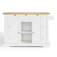 KÜCHENINSEL Weiß-Natur 132/70/87 cm - Weiß, Holzwerkstoff (132/87/70cm) - PANGIVO