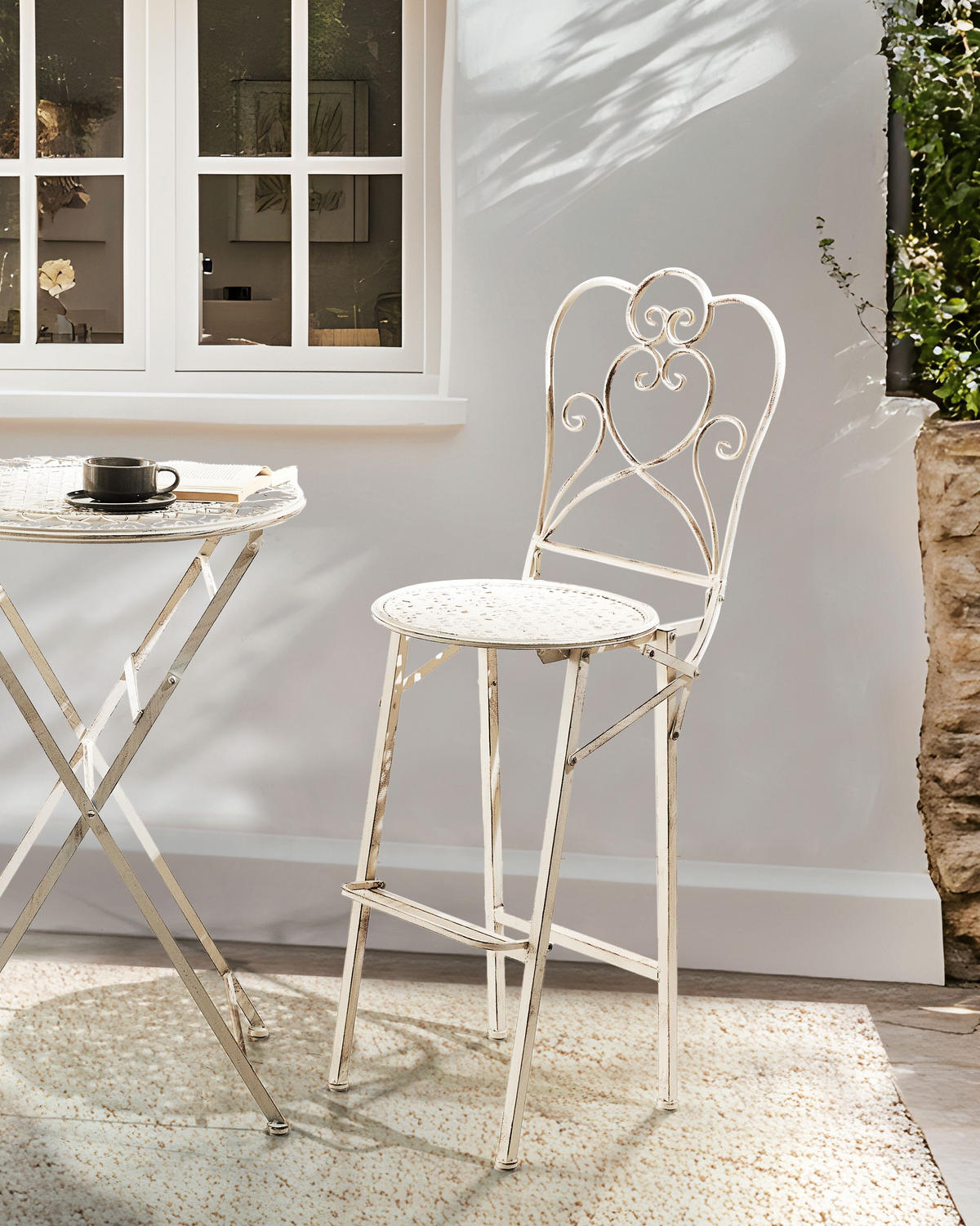 GARTEN-BARHOCKER 2er-Set Hellbeige Trieste - Beige, Metall (44/120/38cm) - Beliani