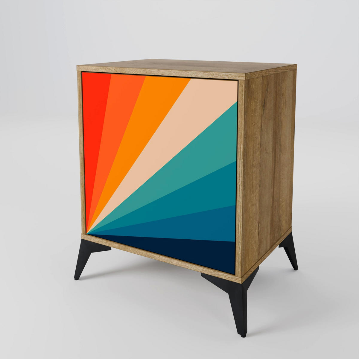 SIDEBOARD PRISM CONCUSSION, Eichefarben, 57,5x42x75,5 cm, Goldfarbene Metallfüße - Eichefarben/Goldfarben, Holzwerkstoff/Metall (57.5/75.5/42cm) - SpaceRebels
