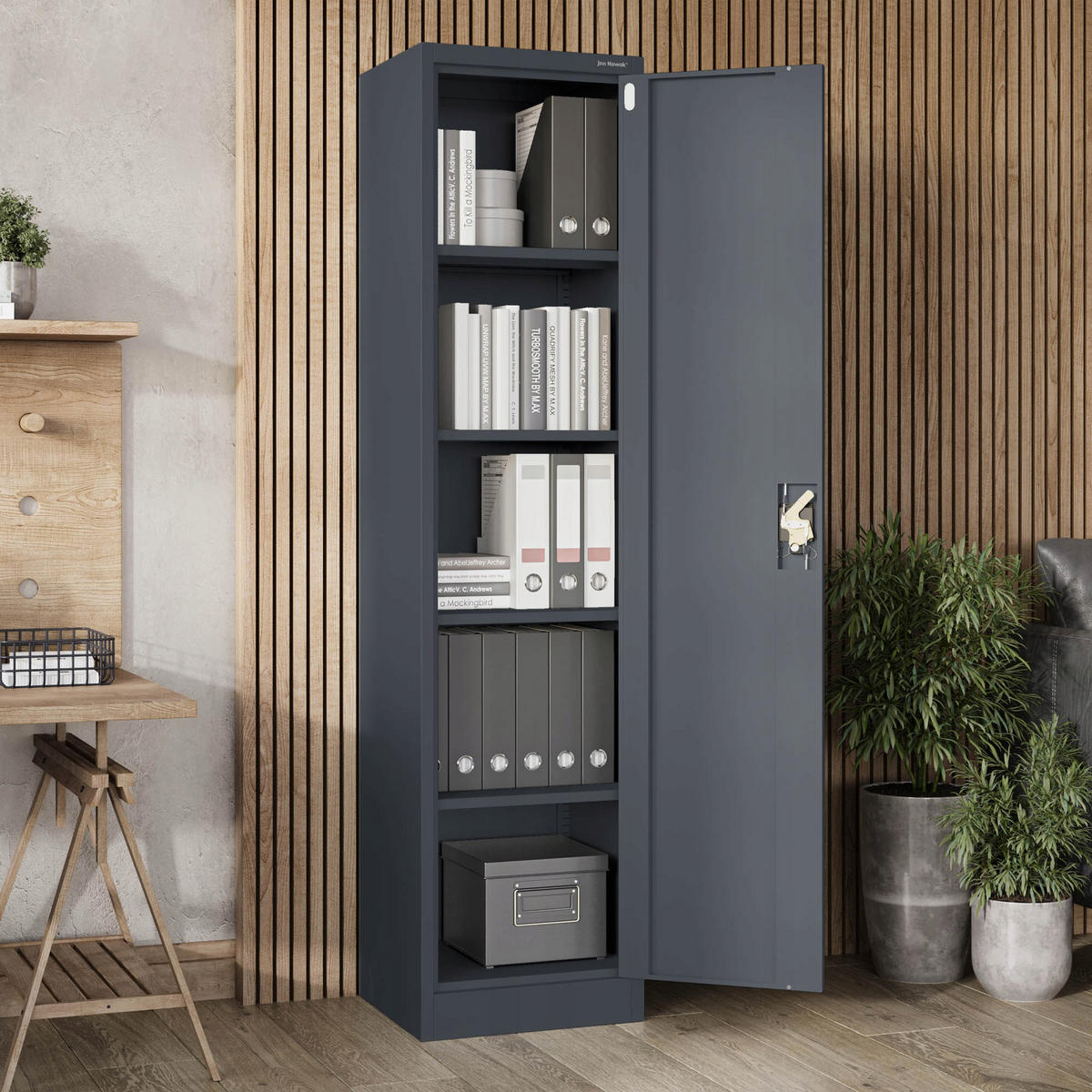 BÜRO Aktenschrank ALEX - Anthrazit, Metall (45/185/40cm) - Jan Nowak