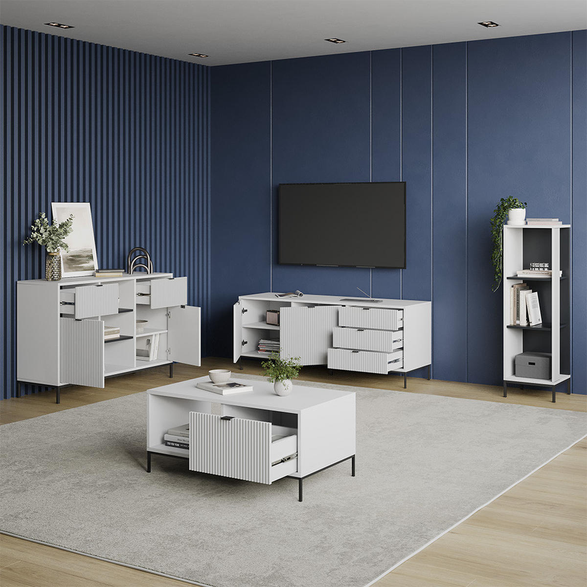 BÜCHERREGAL Aterno Weiß mit 3 Fächern - Weiß, Holzwerkstoff (36/120/36cm) - Livinity®
