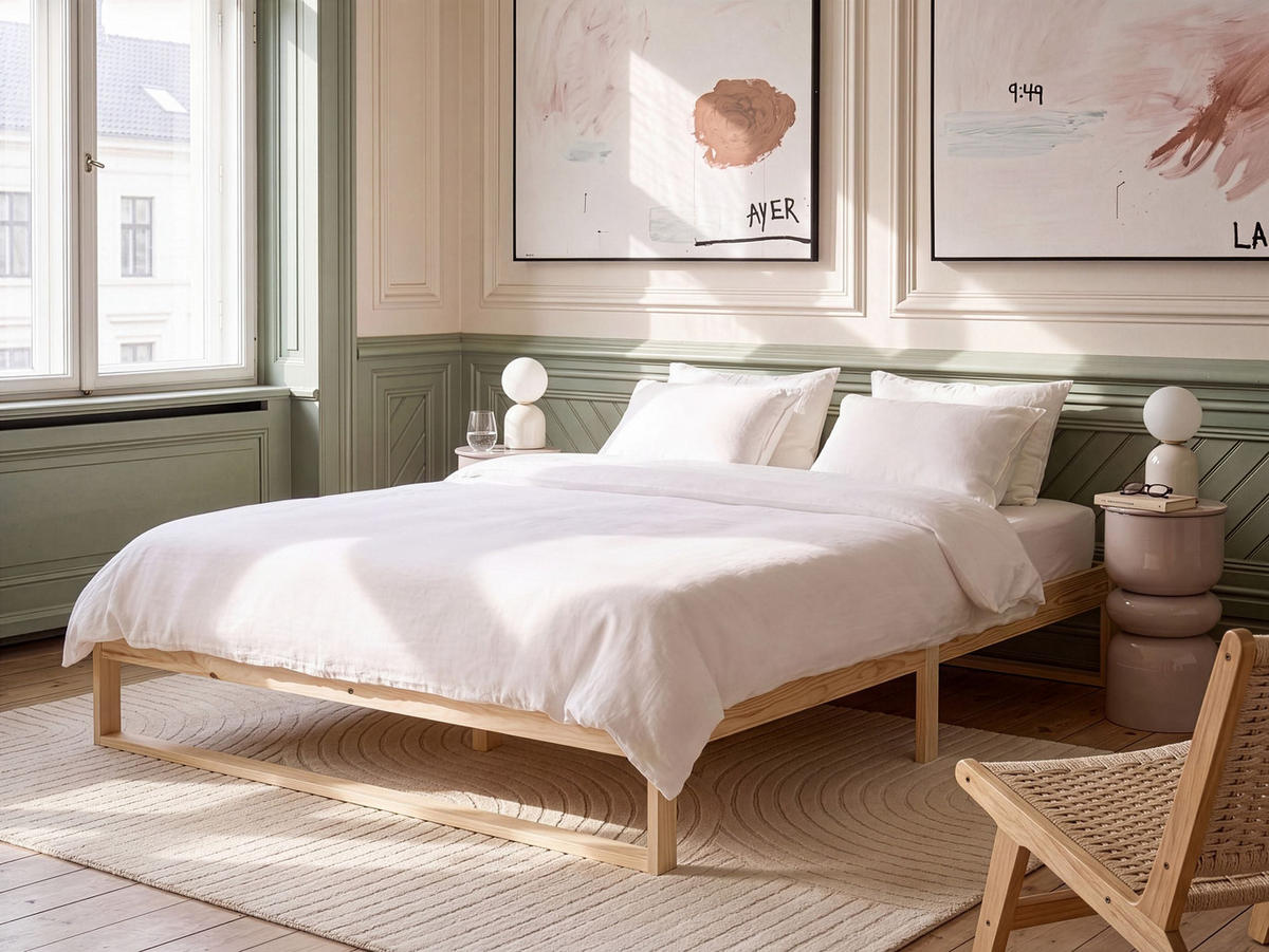 BETT ohne Kopfteil 180/200 Kiefernholz Hellbraun Talairan - Hellbraun/Braun, Holz (180/200cm) - Beliani
