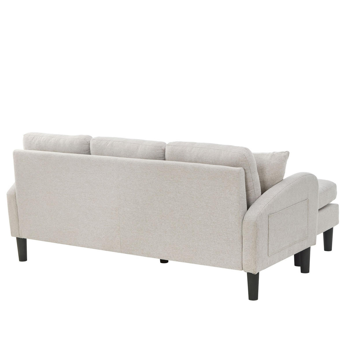 ECKSOFA Baumwoll-Leinenbezug mit modularer Chaiselongue Beige Grau Weiß 166/118/77 cm - Greige, Textil (166/118cm) - Redom