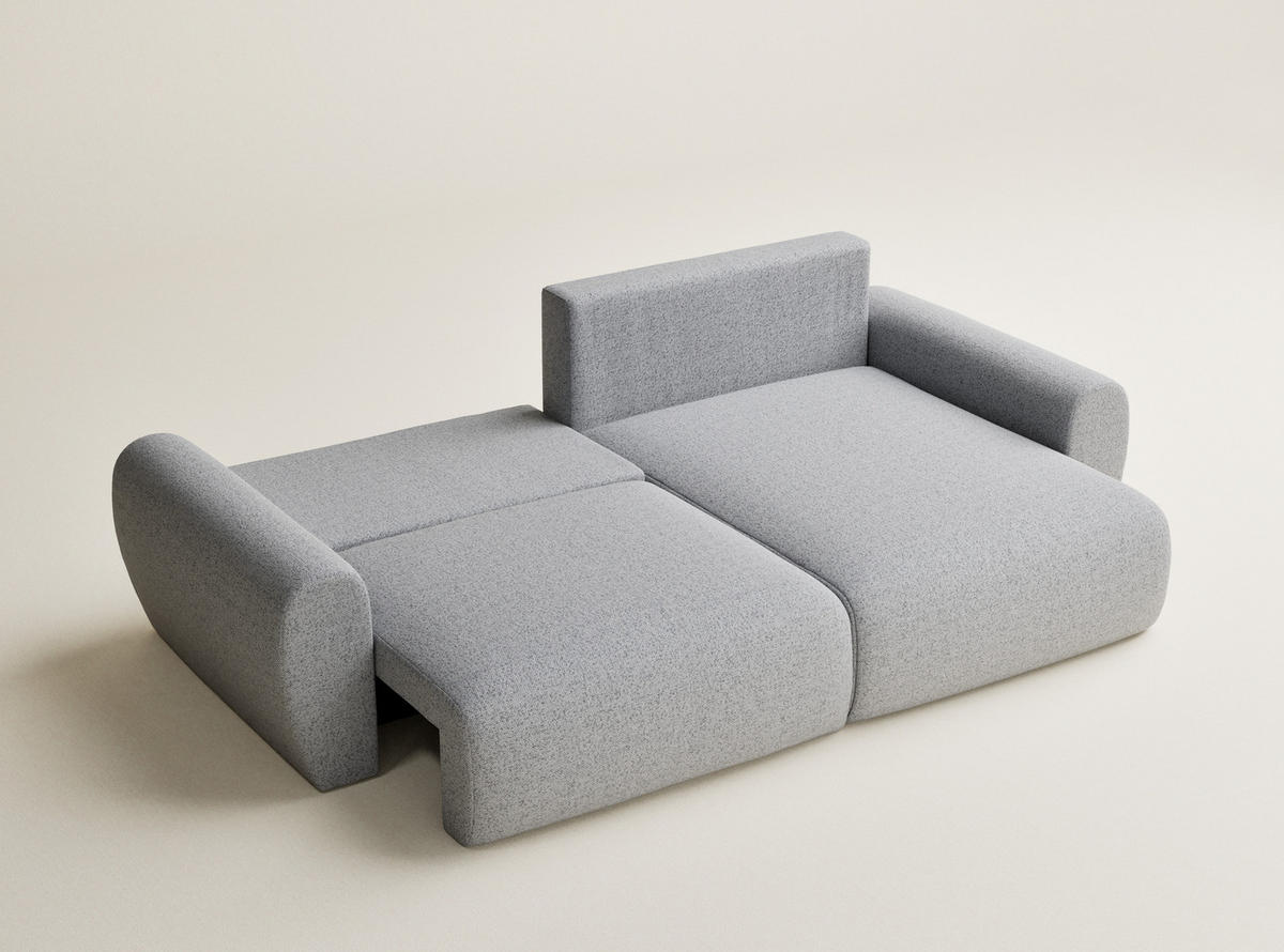 ECKSOFA MIT SCHLAFFUNKTION Numba Hellgrau Webstoff - Hellgrau/Schwarz, Holz/Holzwerkstoff (253/153cm) - Maison de Reve