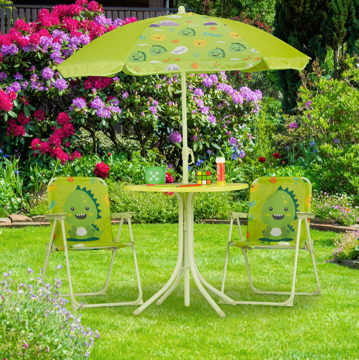 KINDER-KLAPPSTUHL - Hellgrün, Textil/Metall (36/51.5/37.5cm) - Relaxdays