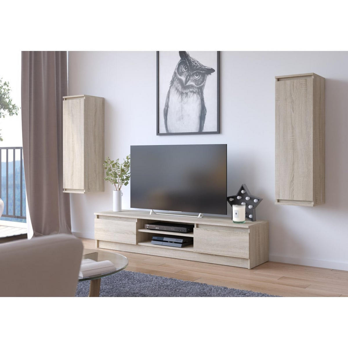 TV SKRINKA nízka - dub sonoma, kompozitné drevo (220/140/40cm) - RAUMHIRSCH FURNITURE
