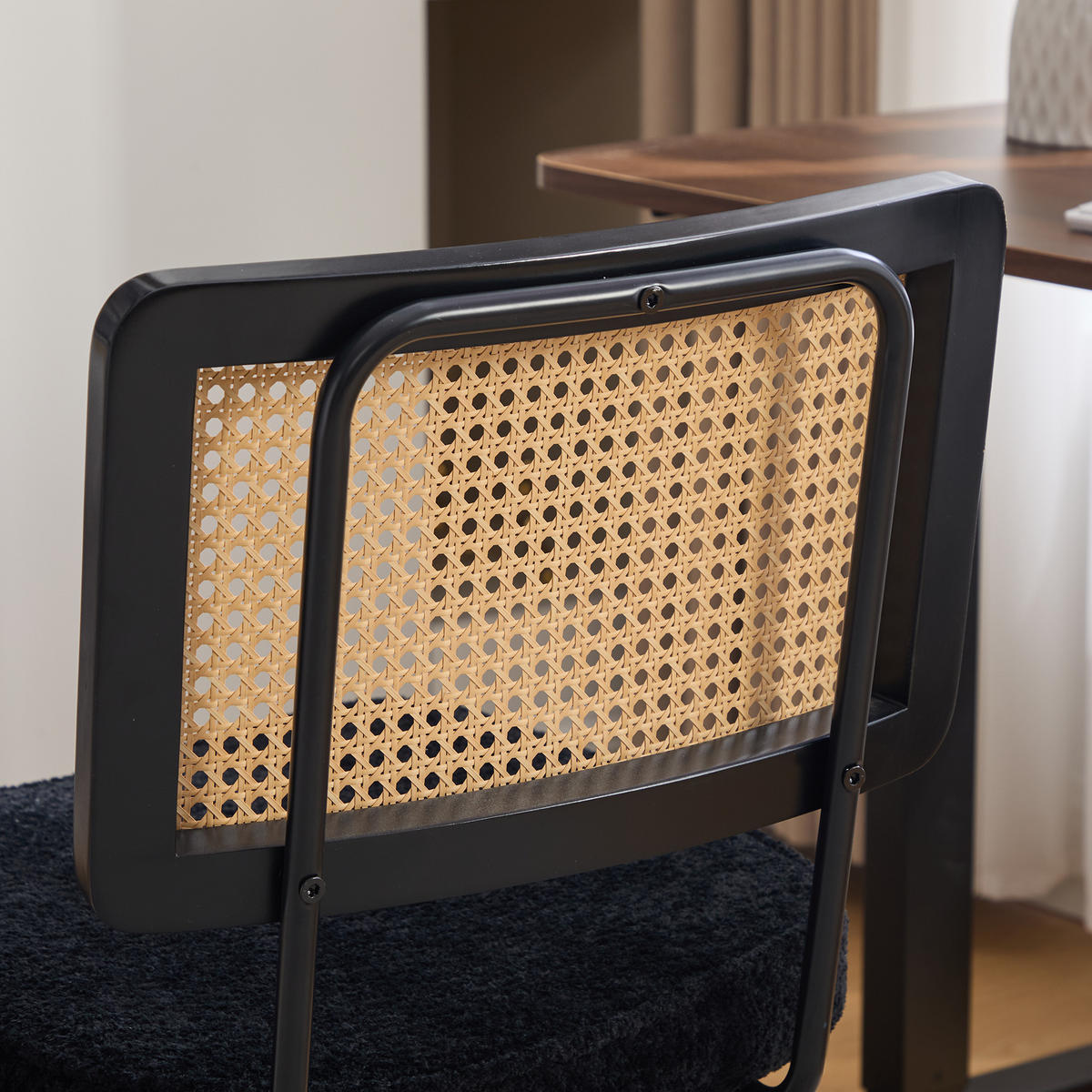 BÜROSTUHL Vintage, Schwarz, Chenille, Rattan, verstellbar - Schwarz, Kunststoff (58.5/91.5/55cm)