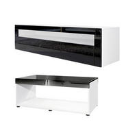 WOHNZIMMERSET Berlin Schwarz Hochglanz - Schwarz Hochglanz, Holzwerkstoff (155/46/40cm) - Vladon