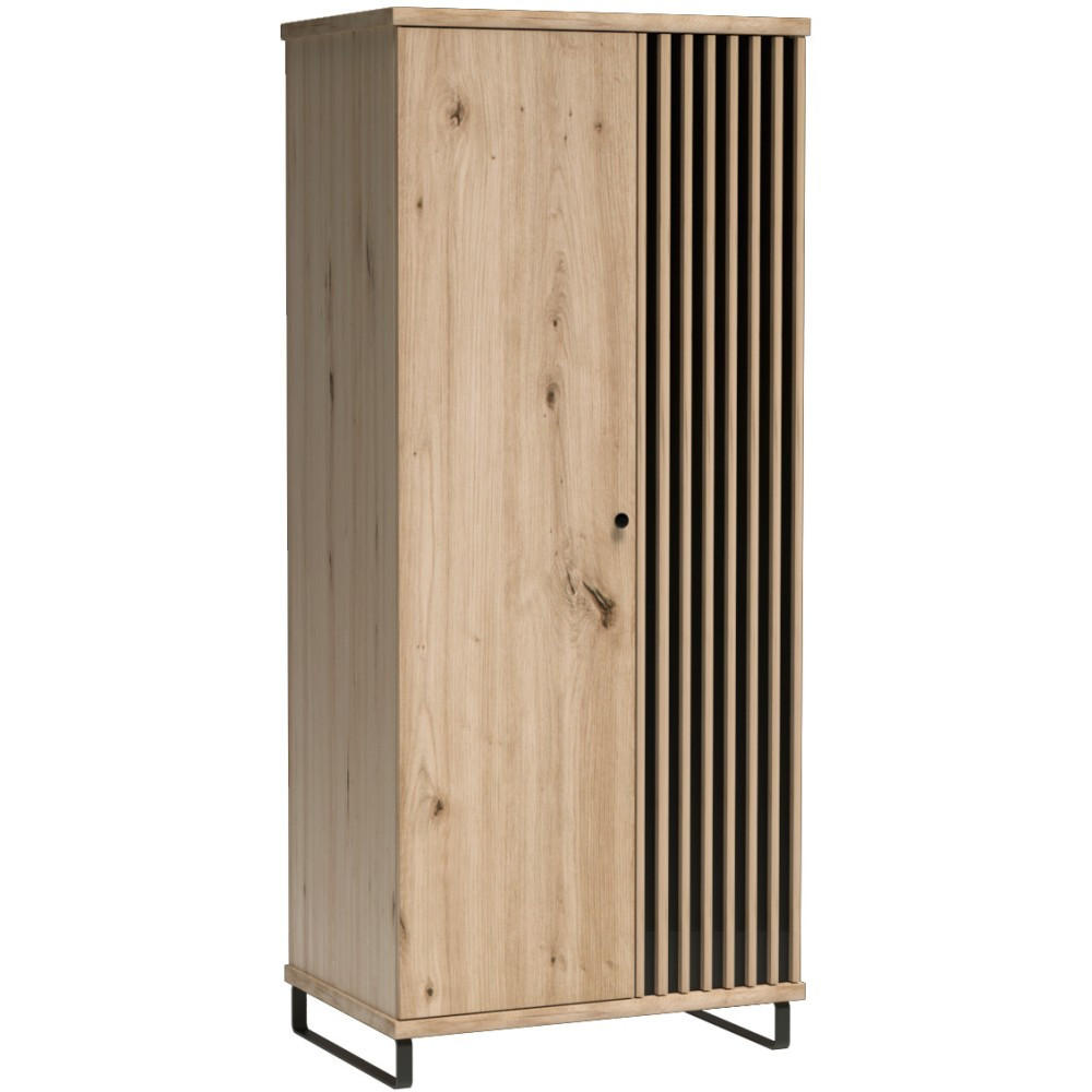 DREHTÜRENSCHRANK Caya mit zwei Türen und Metallbeinen, eiche Artisan - Schwarz/Eiche Artisan, Holzwerkstoff/Metall (86/201/58cm) - Beautysofa
