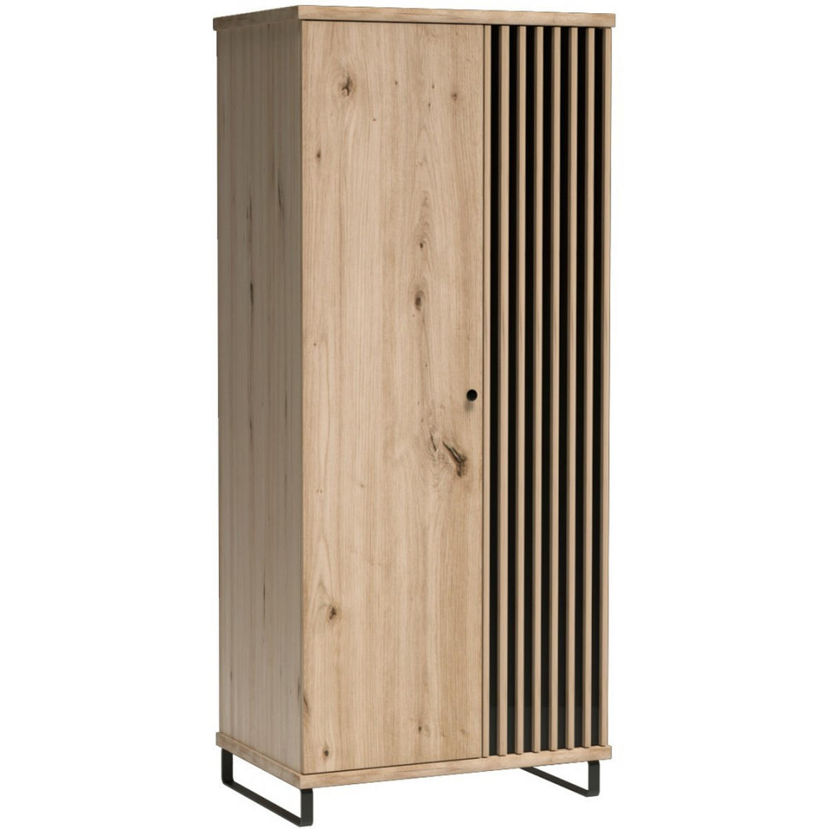 DREHTÜRENSCHRANK Caya mit zwei Türen und Metallbeinen, eiche Artisan - Schwarz/Eiche Artisan, Holzwerkstoff/Metall (86/201/58cm) - Beautysofa