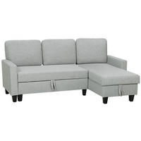 ECKSCHLAFSOFA DE-14616 mit Bettfunktion und Stauraum Hellgrau - Hellgrau, Textil (129/197cm) - ComfortXL