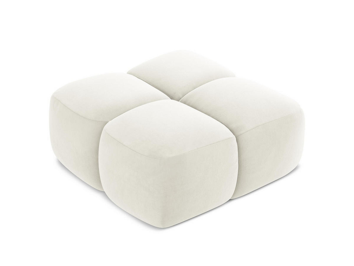 POUF Samt Stoff Beige - Hellbraun/Schwarz, Holzwerkstoff/Kunststoff (90/39/90cm) - Makamii