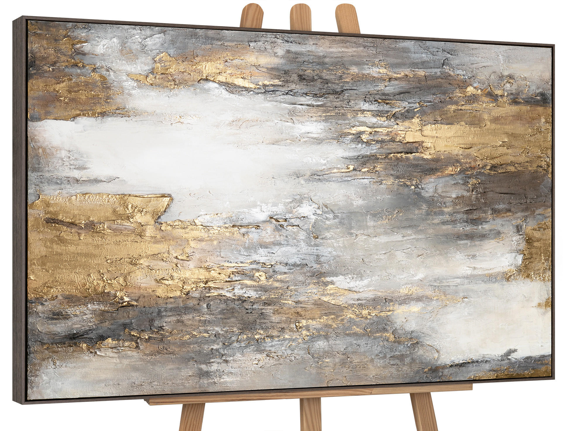 GEMÄLDE Sanfter Zeitfluss II Schattenfugenrahmen Grau 180x120 cm - Grau, Holz (180/120cm) - YS-art gallery