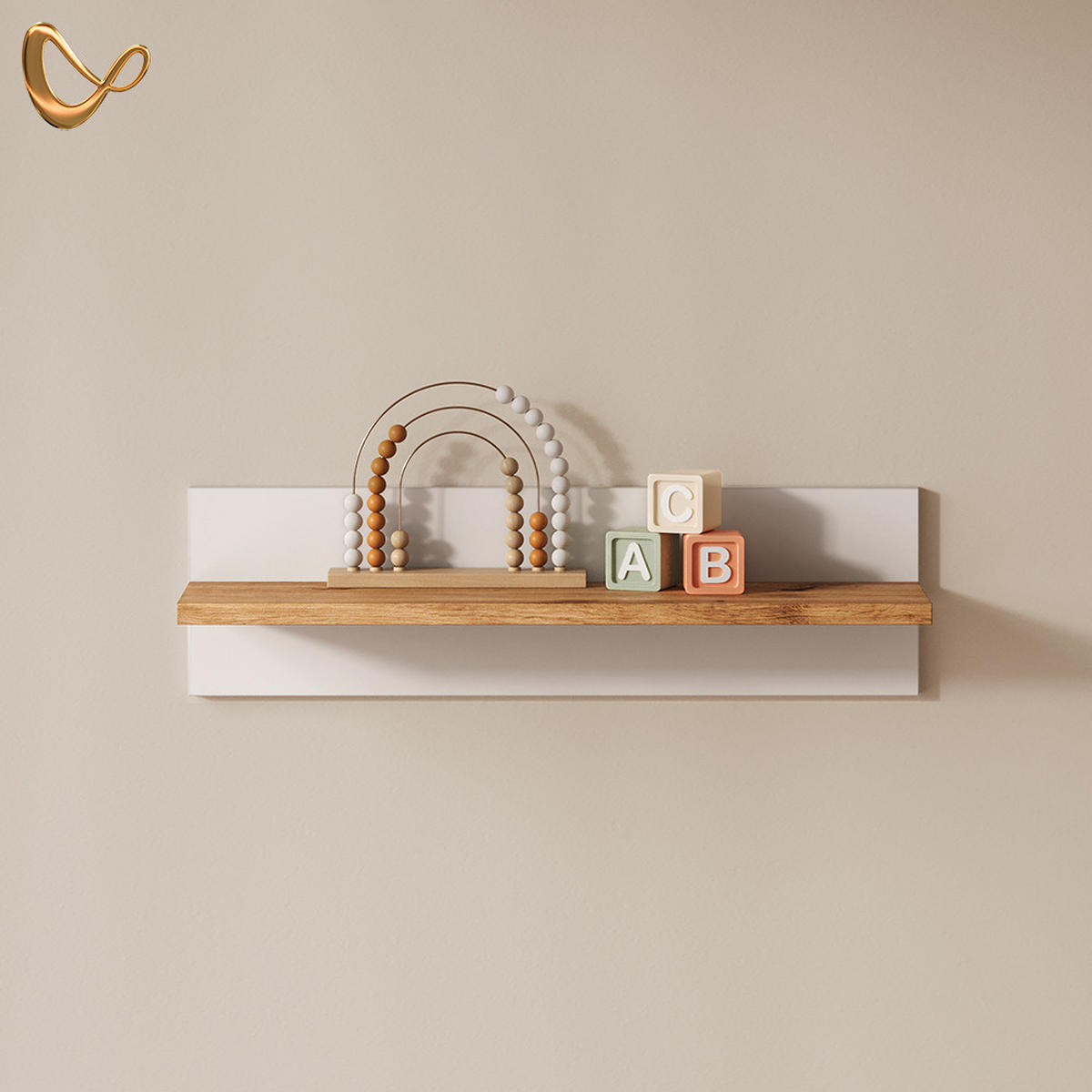 WANDREGAL KINDERZIMMER Mailo Weiß/Artisan 70 x 20 cm - Weiß/Eiche Artisan, Holzwerkstoff (70/20/18.4cm) - Livinity®