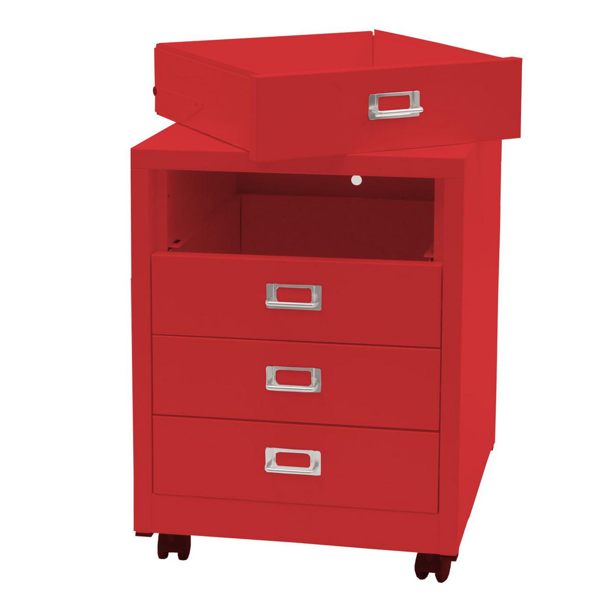 ROLLCONTAINER 55x40x41cm Metall 4 Schubladen Rot - Rot, Metall (40/55/41cm) - PROREGAL