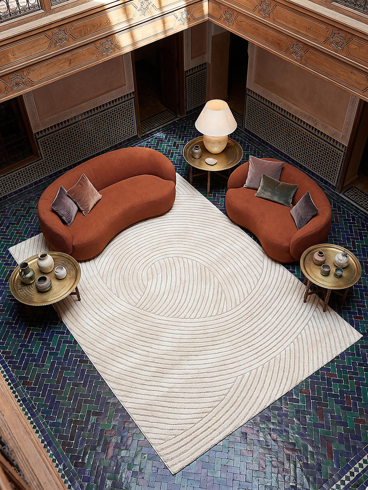 KURZFLORTEPPICH Geometrisch CETINA Polypropylen Creme 140 x 200 cm - Beige, Textil (140/200cm) - KADIMA DESIGN