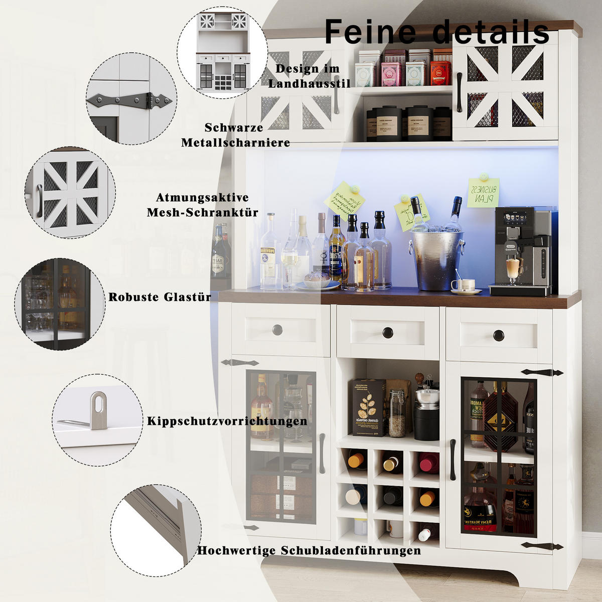 BUFFETSCHRANK Smart Weiß 120/40/180 cm - Weiß, Holz (120/180/40cm) - PANGIVO