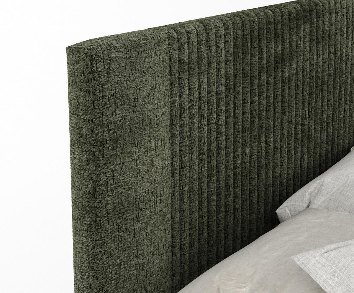 BOXSPRINGBETT Bergamo Olivenfarbe 160/200 cm - Schwarz/Olivgrün, Holz/Holzwerkstoff (160/200cm) - Maison de Reve