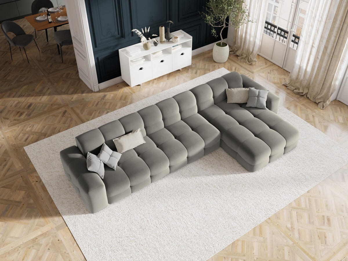 ECKSOFA rechts Kendal aus Samt dunkelgrau 5 Sitzplätze - Dunkelgrau, Textil (173/357cm) - Micadoni