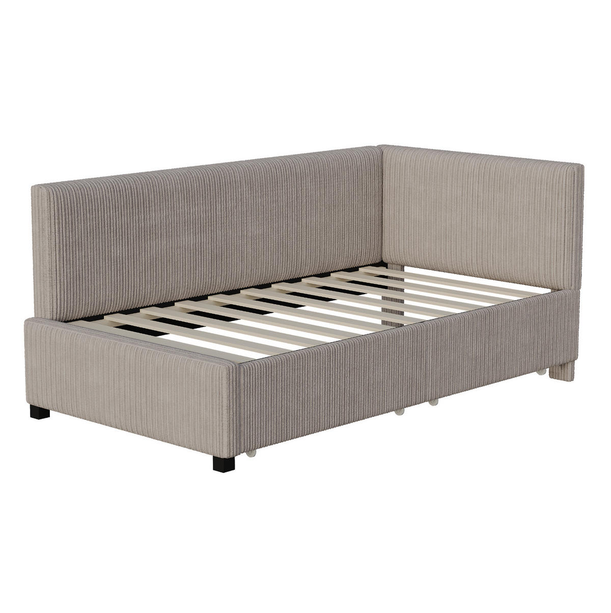 POLSTERBETT 90/200 cm Grau aus Stoff mit 2 Stauraumschubladen - Grau, Leder (90/200cm) - OKMYHOME
