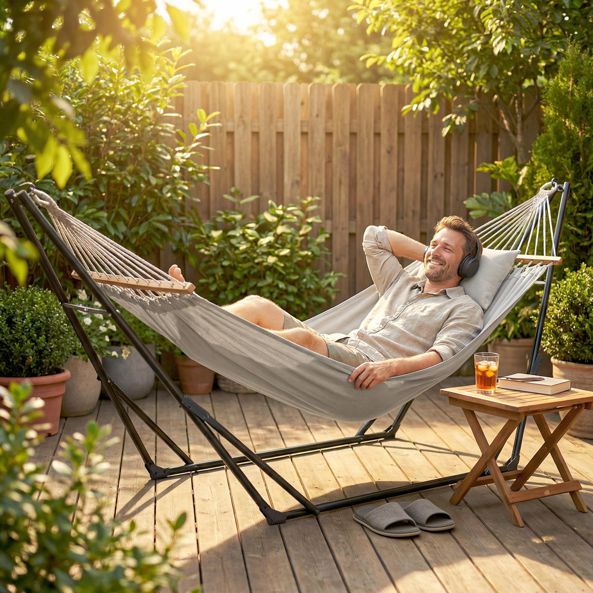 HÄNGEMATTENGESTELL Stahl Schwarz - Schwarz, Metall (290/78/100cm) - Outsunny