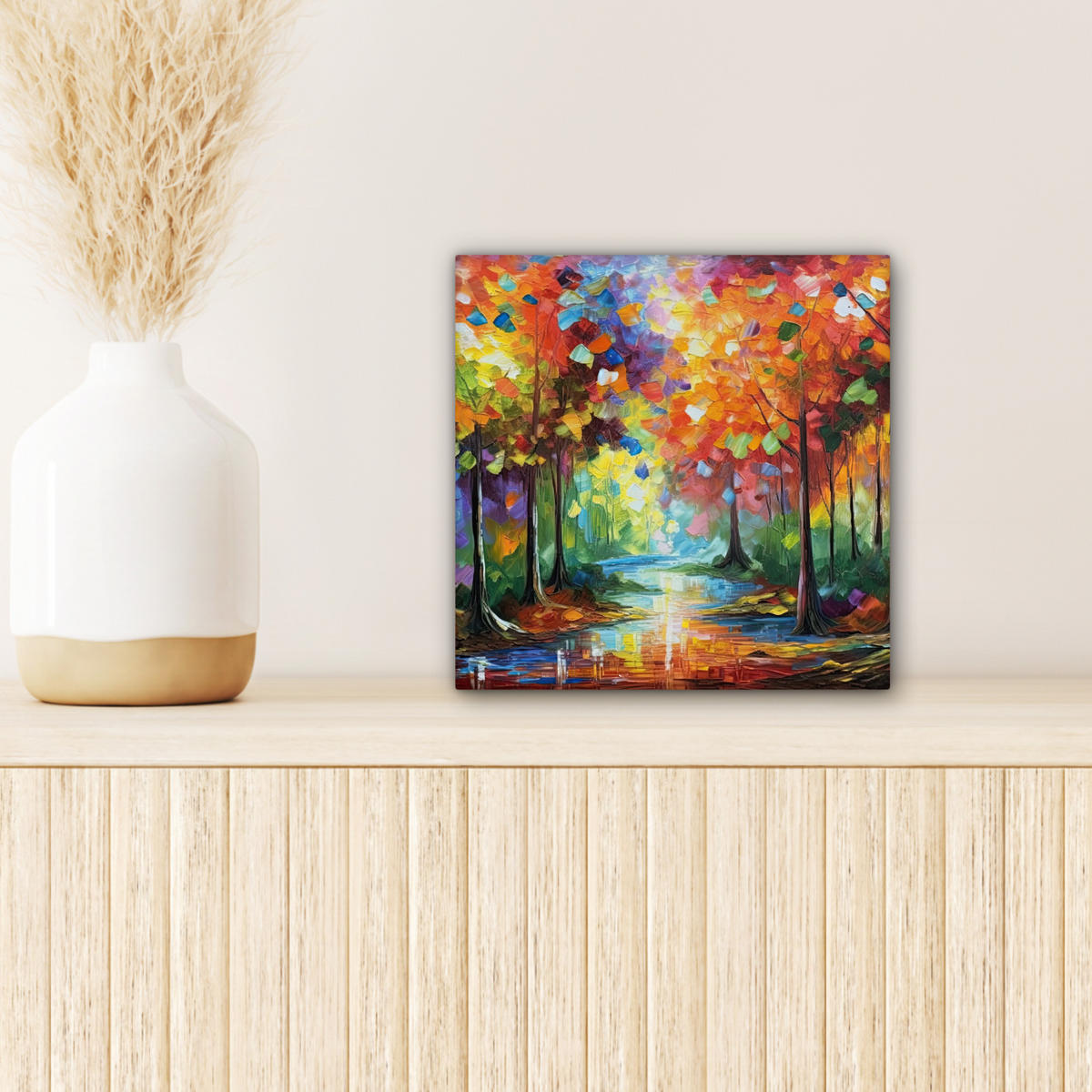 LEINWANDBILD Landschaft - Wald - Farben - Natur Deko Wohnzimmer 20x20 cm - Multicolor, Textil (20/20cm) - MuchoWow