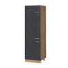 KÜHLUMBAUSCHRANK R-Line Schwarz Beton 60 cm - Honigeiche/Eiche Wotan, Holzwerkstoff (60/206.8/57.2cm) - Vicco