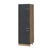 KÜHLUMBAUSCHRANK R-Line Schwarz Beton 60 cm - Honigeiche/Eiche Wotan, Holzwerkstoff (60/206.8/57.2cm) - Vicco