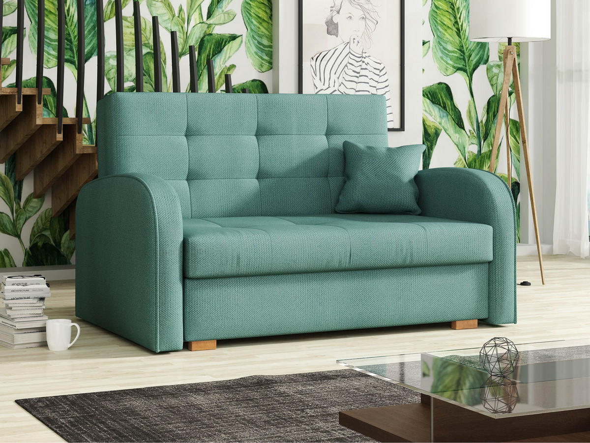 SCHLAFSOFA Viva Gold II - Braun/Mintgrün, Holz/Textil (133/85/98cm) - MIRJAN24