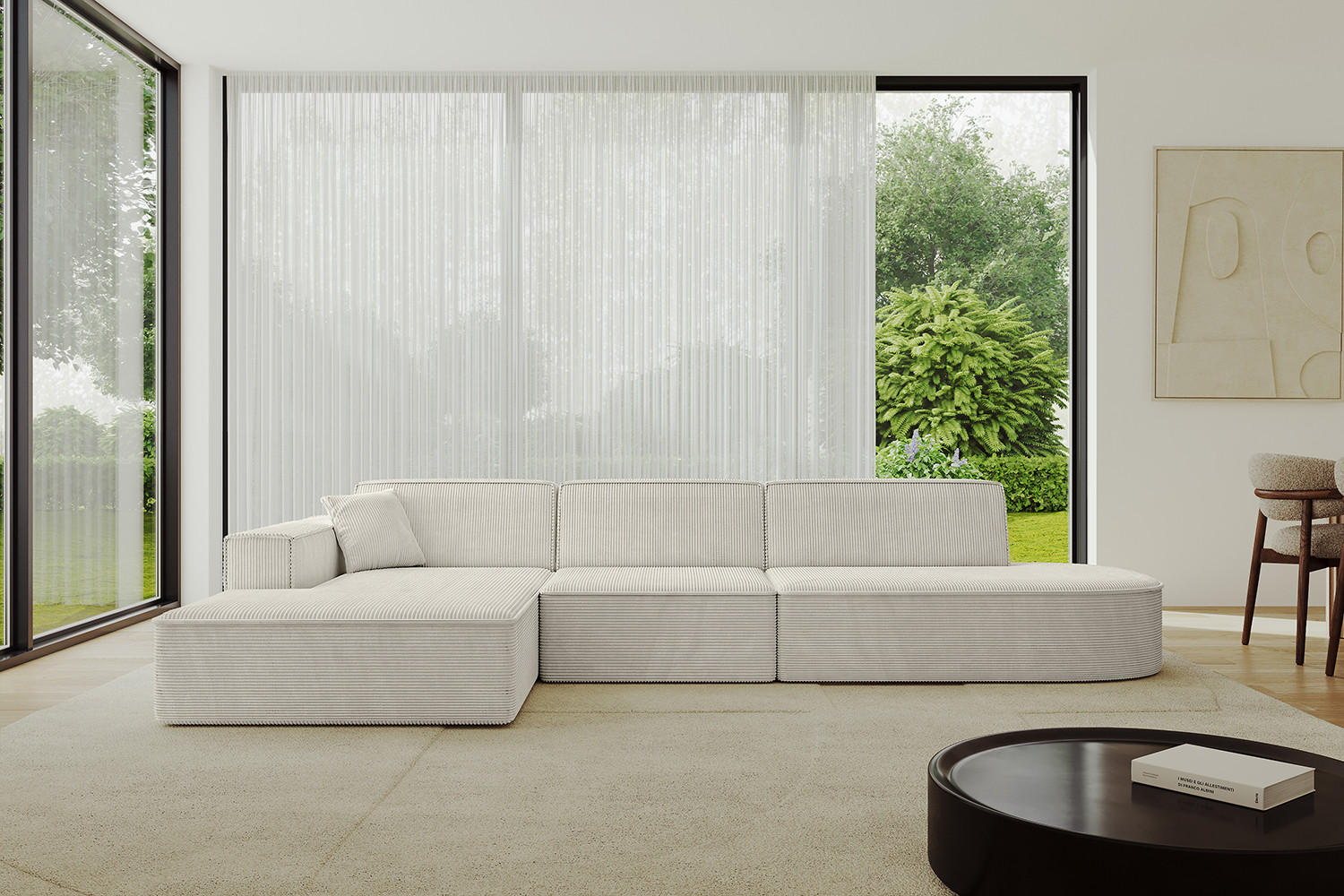 ECKSOFA Ottomane Links IREA-L2-v4 - 318x165x72,5 cm Hellgrau - Hellgrau, Holzwerkstoff/Textil (318/165cm) - ALTDECOR