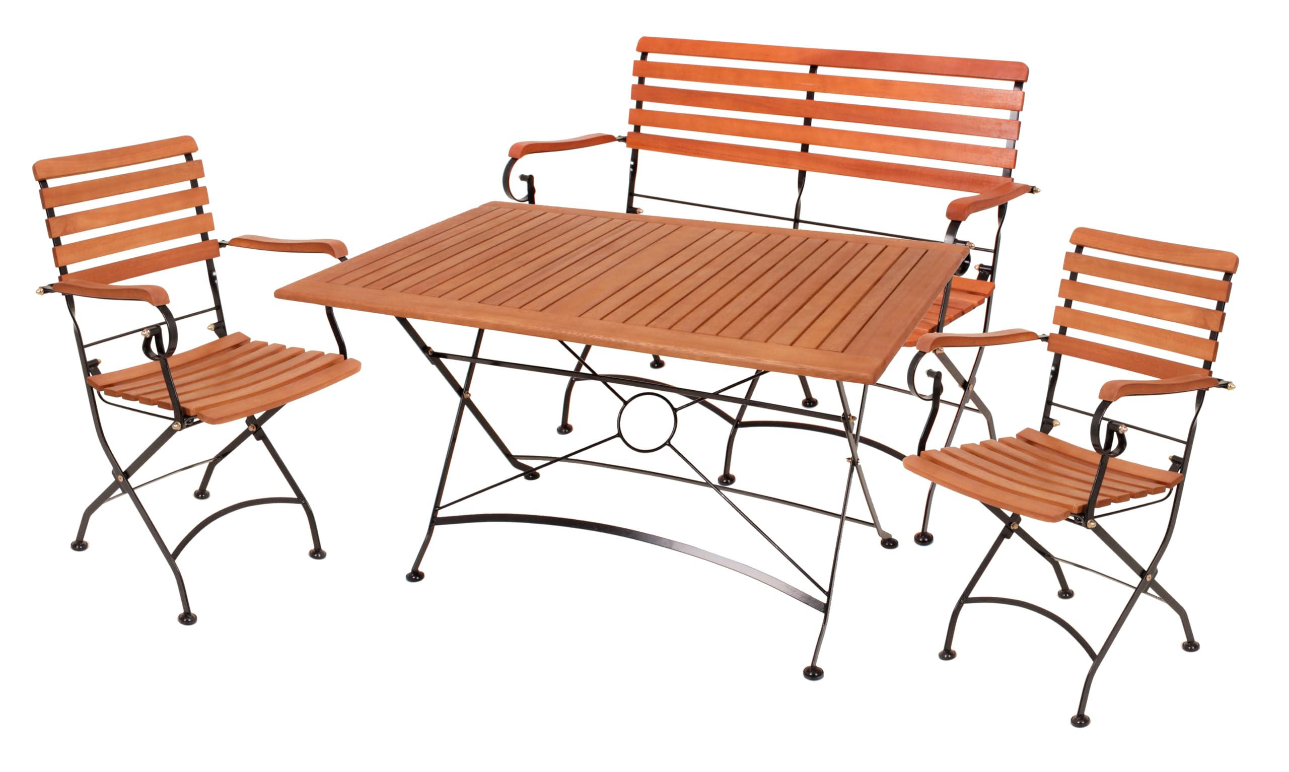 GARTEN-SITZGRUPPE Bjorn Mit Armlehne Gartenmöbel-Set - Schwarz, Holz - DELUKE