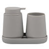 BAD-ACCESSOIRES-SET TESERO, Soft-Touch, taupe - Taupe, Kunststoff (18.5/13.5/10cm) - eluno