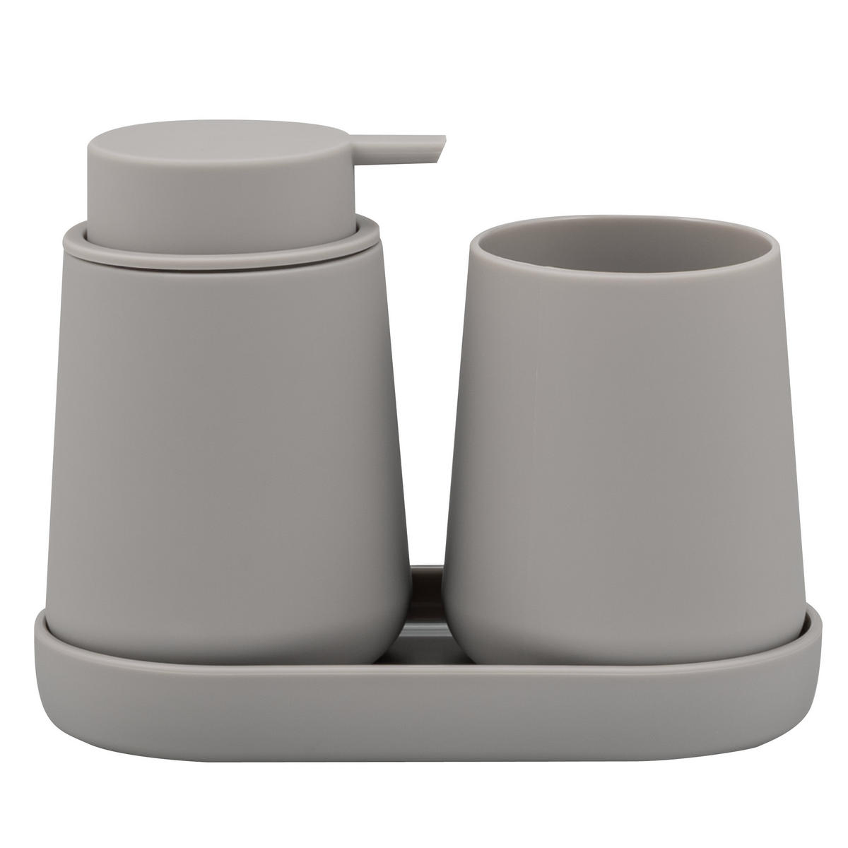 BAD-ACCESSOIRES-SET TESERO, Soft-Touch, taupe - Taupe, Kunststoff (18.5/13.5/10cm) - eluno