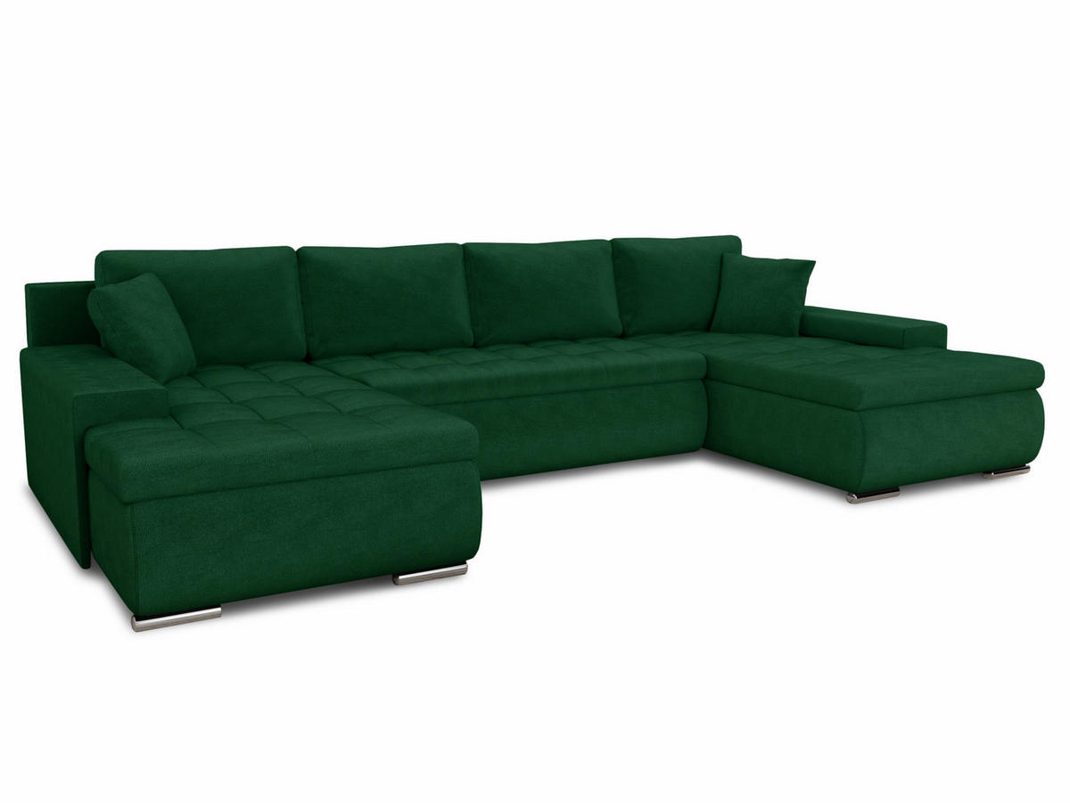 WOHNLANDSCHAFT Faris U - Grün, Holz/Textil (350/85/185cm) - Sofnet