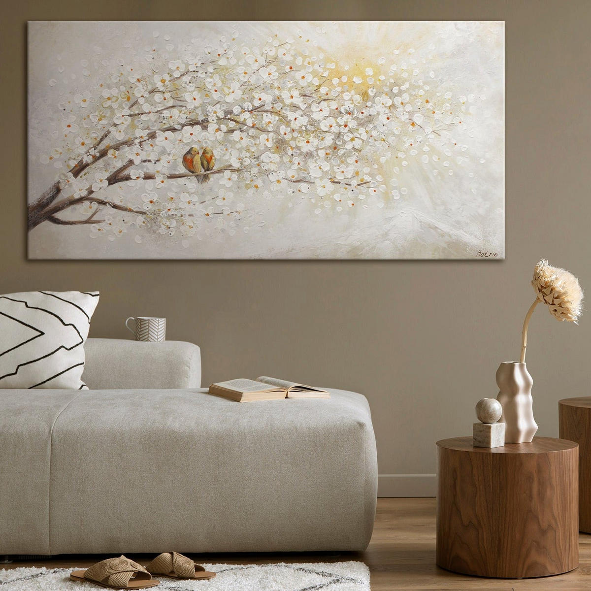 GEMÄLDE Sonnenaufgang auf Keilrahmen 200x100 cm - Grau, Holz (200/100cm) - YS-art gallery