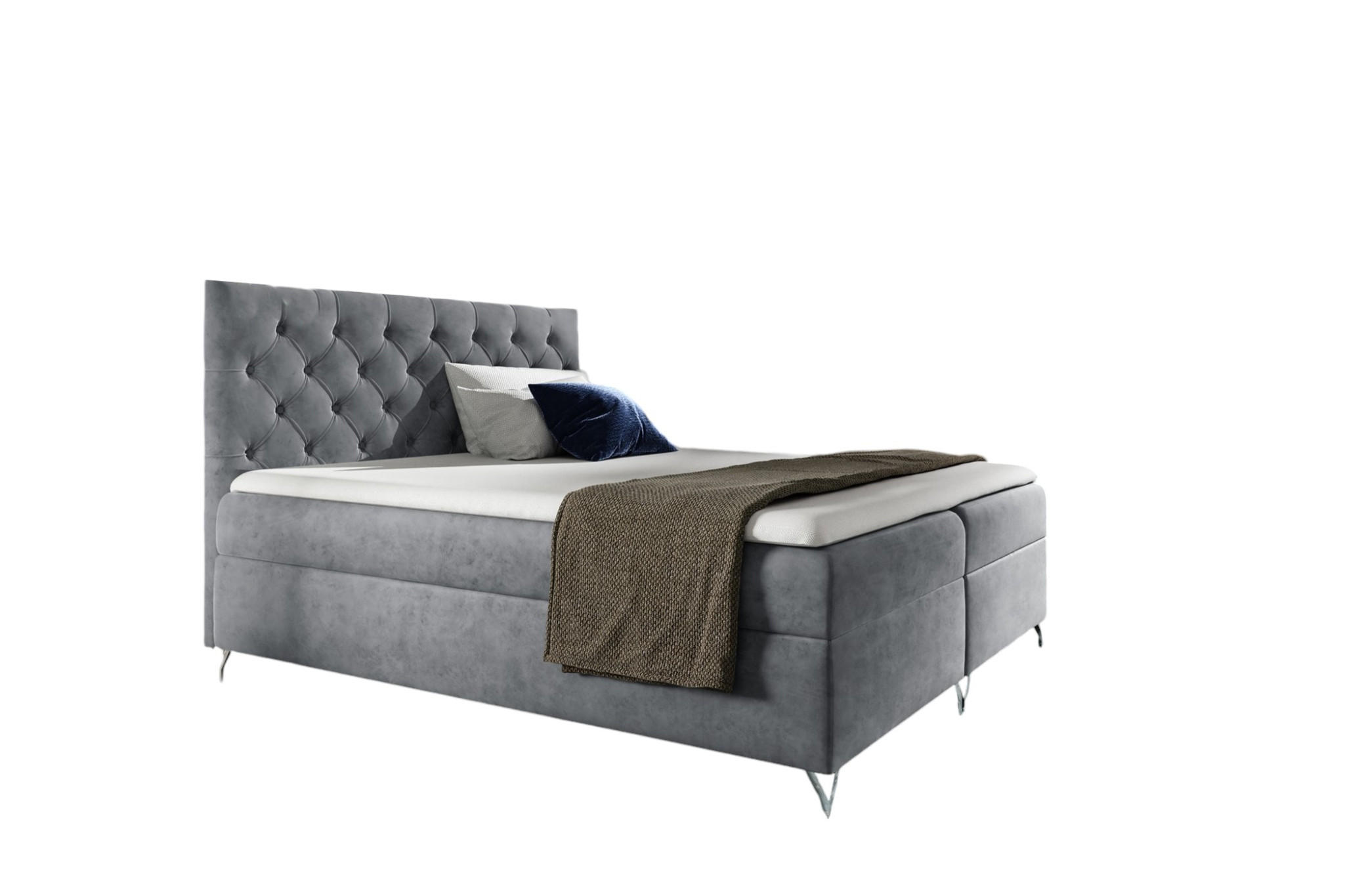 BOXBETT Ambre In überlänge - Grau, Holzwerkstoff/Textil (140/220cm) - Fun Möbel