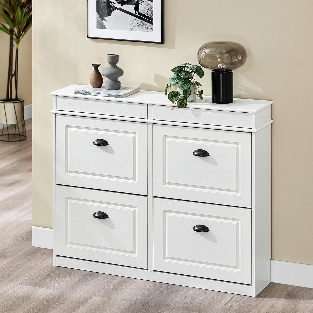 SCHUHSCHRANK Weiß - Weiß, Holzwerkstoff (103/82/23cm) - SoBuy