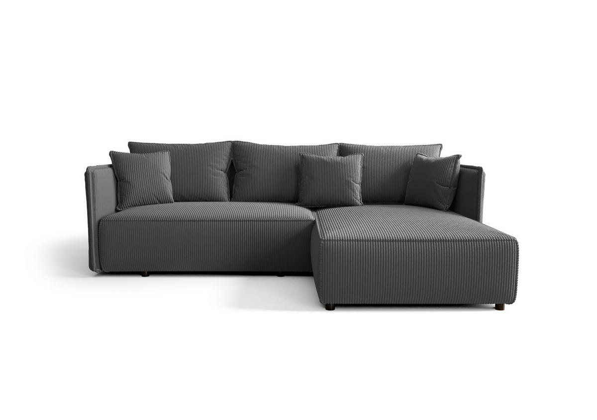 ECKSOFA MONDE CORD L - Rechts GRAU - Schwarz/Grau, Kunststoff/Textil (245/175cm) - Luxkor24