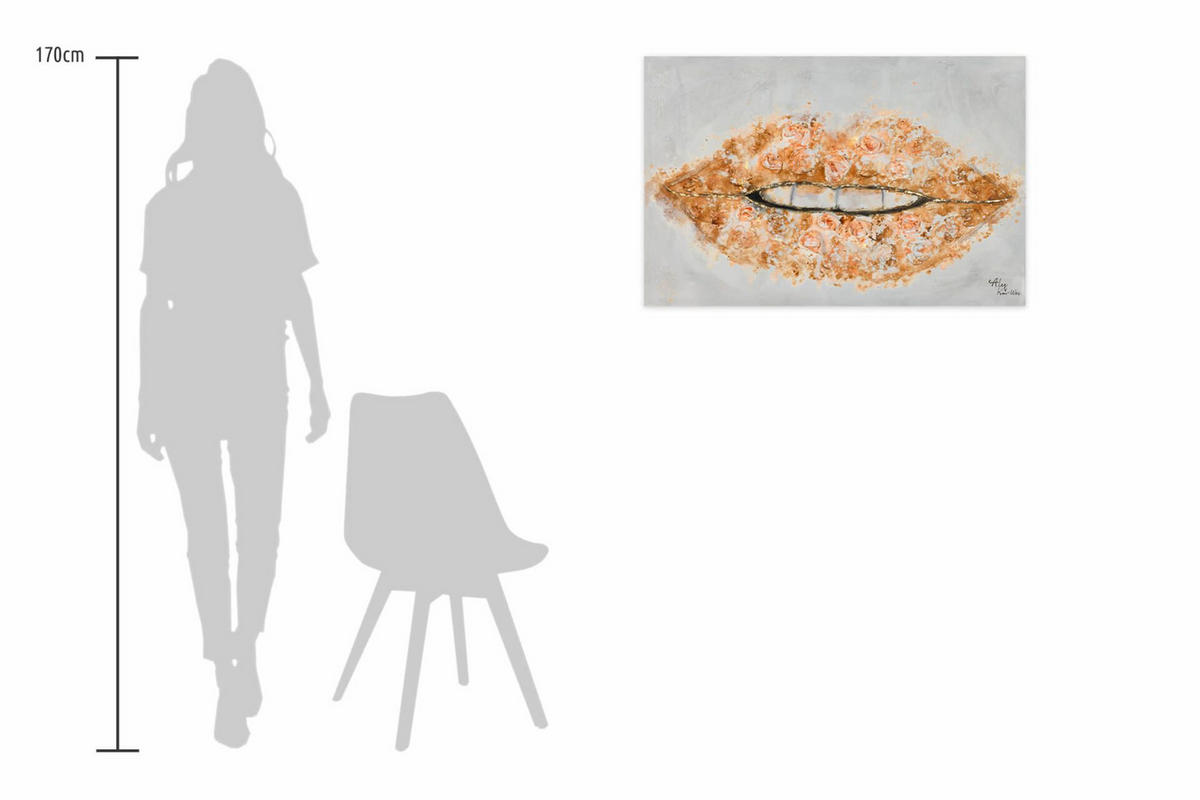 ACRYLBILD HANDGEMALT 90/60 cm - Pink/Grau, Holz/Textil (90/60cm) - KUNSTLOFT