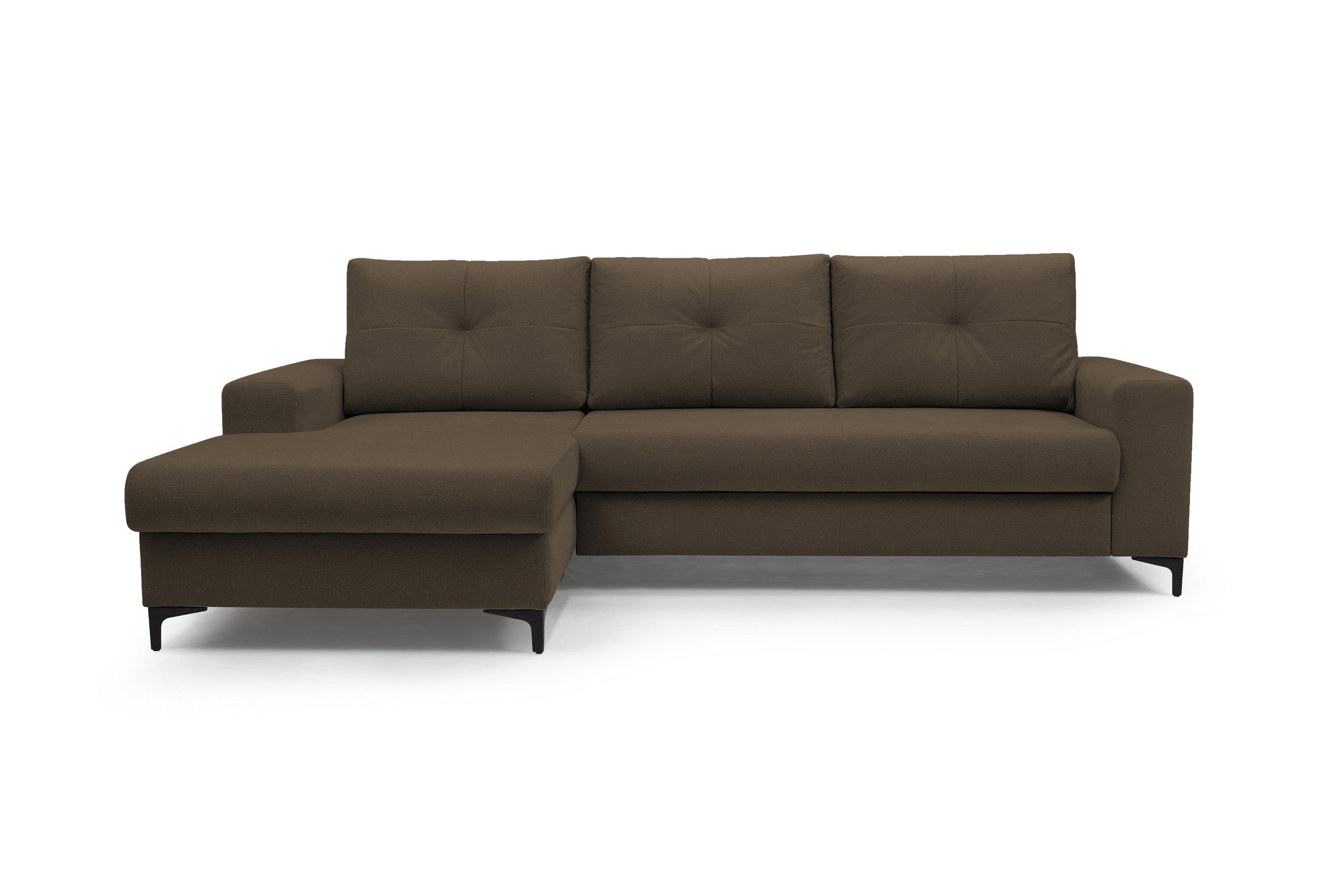 ECKSOFA AVRA L-förmig, mit Stauraumbehälter-in RINO-Stoff, Komfort & Eleganz, lose Rückenkissen, freistehend, LINKS 165x251x85 cm Brown - Braun, Holz/Textil (165/251cm) - DomoHome