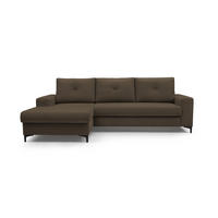 ECKSOFA AVRA L-förmig, mit Stauraumbehälter-in RINO-Stoff, Komfort & Eleganz, lose Rückenkissen, freistehend, LINKS 165x251x85 cm Brown - Braun, Holz/Textil (165/251cm) - DomoHome