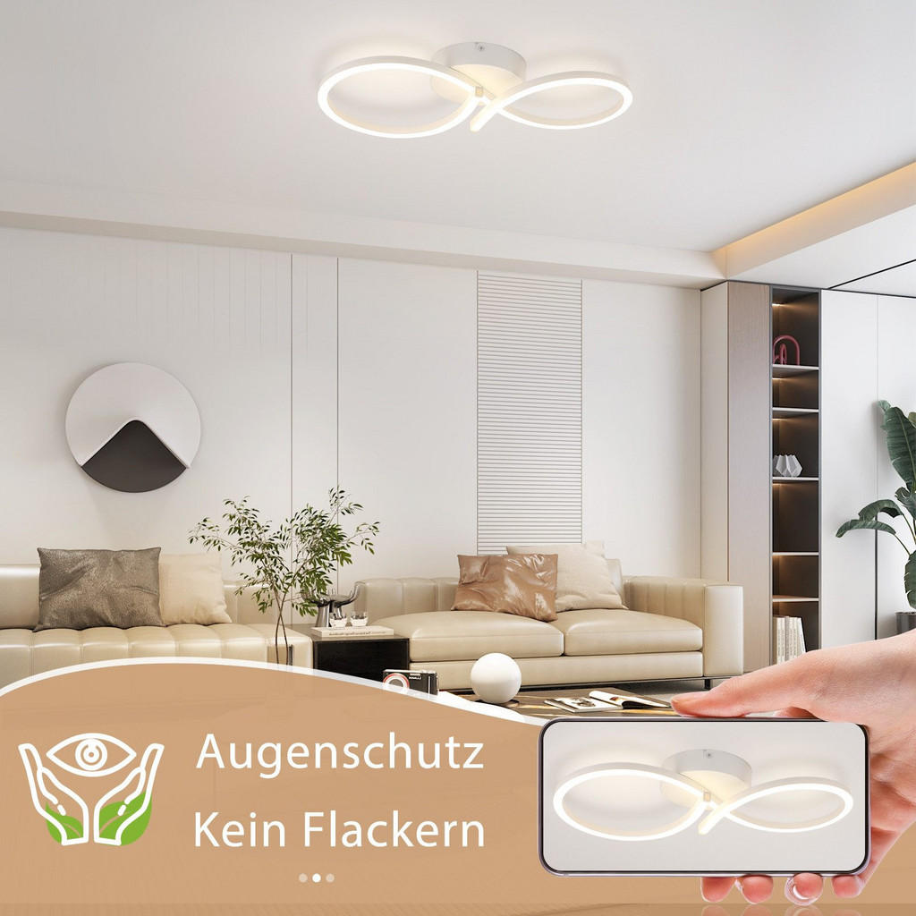 Thumbnail - Nettlife Led-Deckenleuchte, Weiß, Metall, 45x8x19 cm, Lampen & Leuchten, Innenbeleuchtung, Deckenleuchten