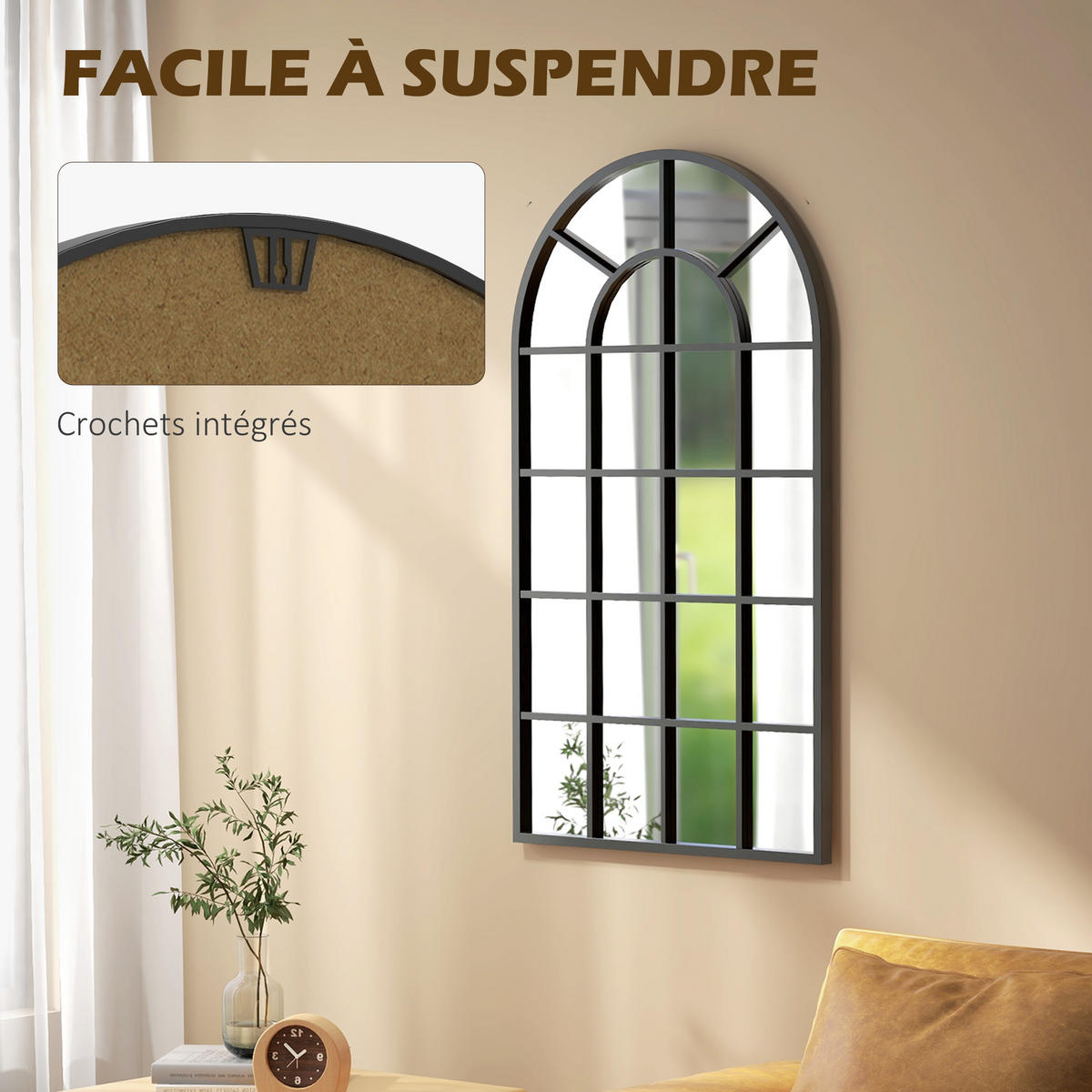 WANDSPIEGEL DE-14250 Industriedesign 110x65 cm Schwarz - Schwarz, Metall (100/65/2.5cm) - ComfortXL
