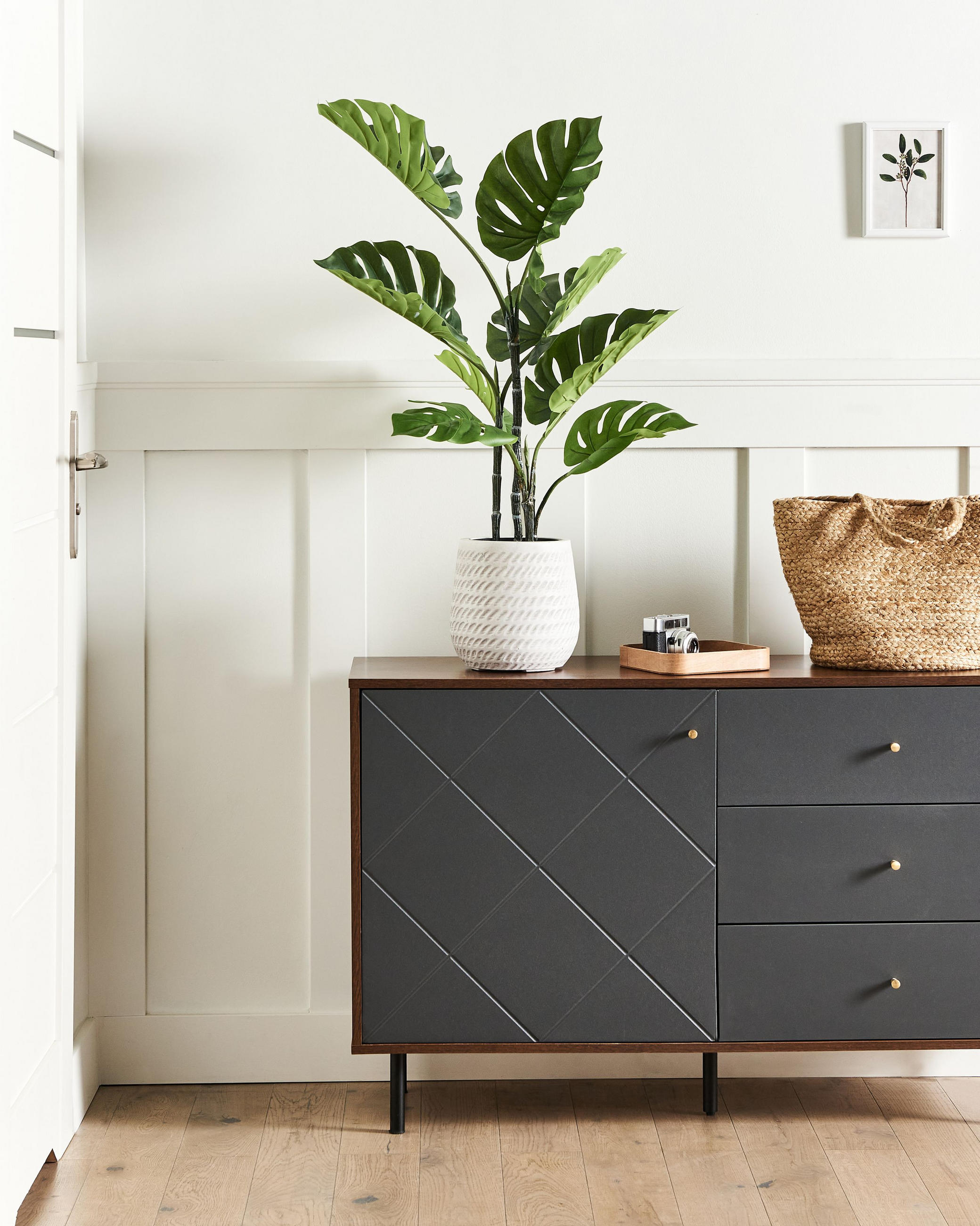 KUNSTPFLANZE im Blumentopf 94 cm Grün/Schwarz Monstera Plant - Schwarz/Grün, Kunststoff (94cm) - Beliani