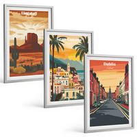 BILDER SET 3er Set - 40x60 cm Silberner Rahmen - Landschaften natürlicher Städte - Silberfarben, Kunststoff (40/60cm) - TULUP