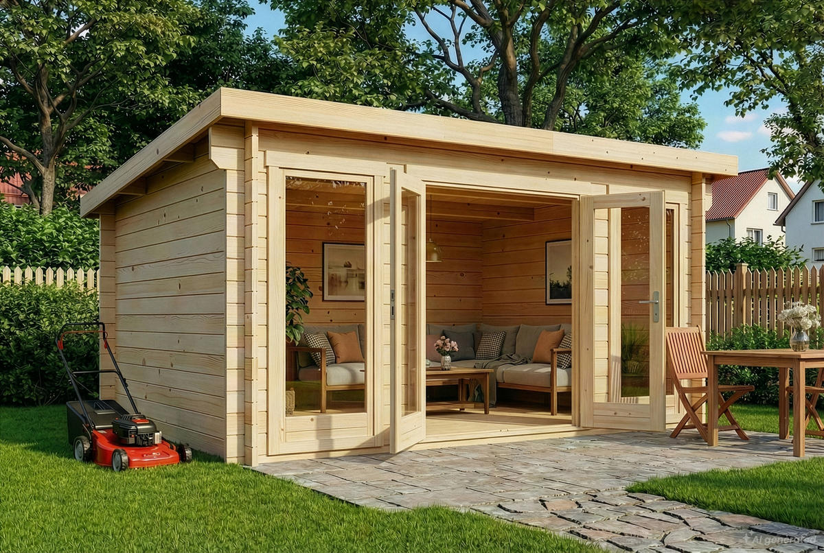 GARTENHAUS Holz Atrium Compact - Naturfarben, Holz (440/230/340cm) - Alpholz