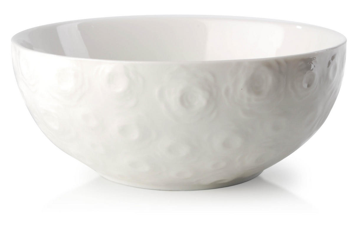 SCHALE Rose2 Weiß 16/16/6.5 cm Keramik - Weiß, Keramik (16cm) - Mondex