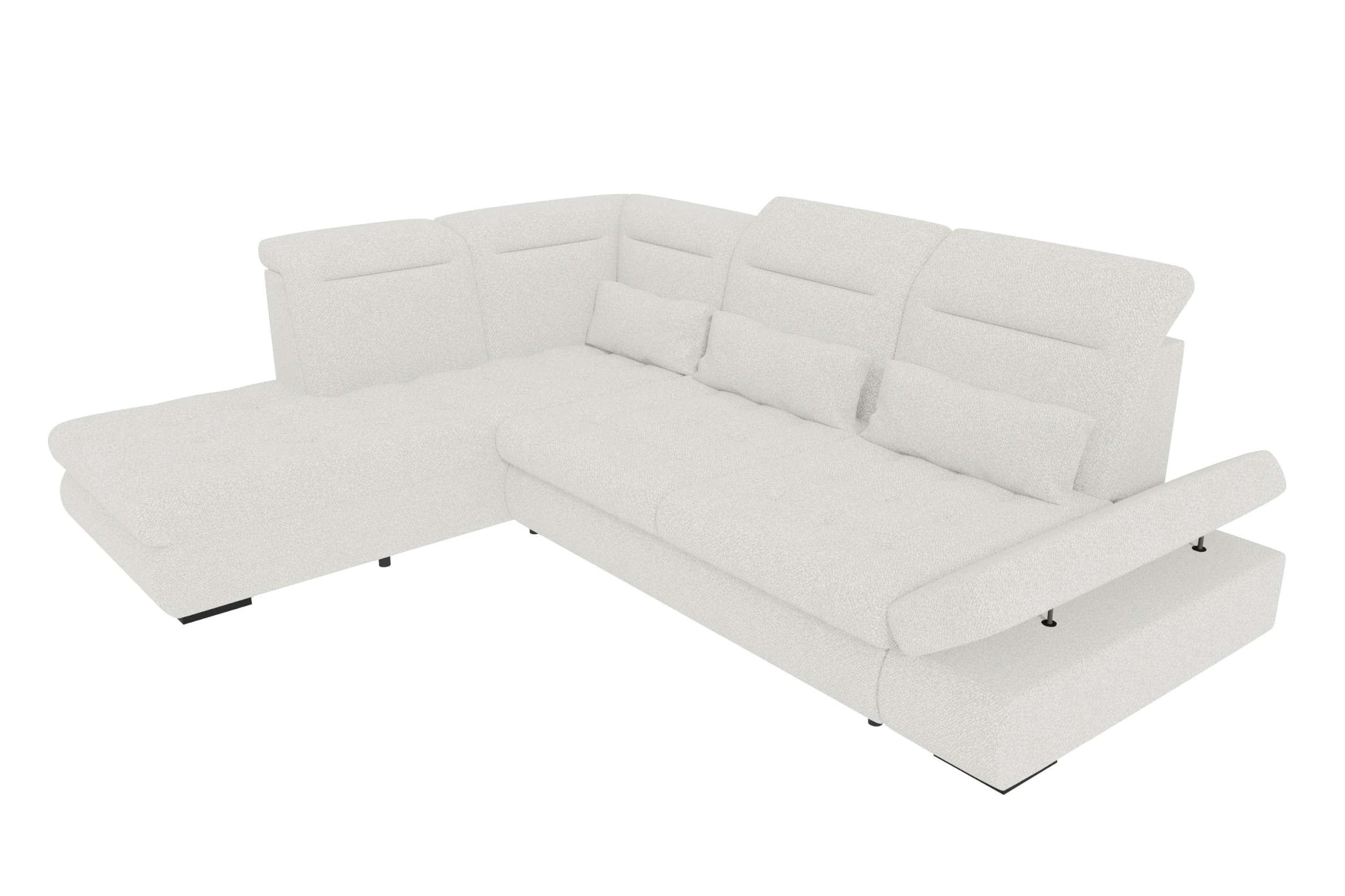 ECKSOFA Toscana Strukturstoff inkl. Schlaffunktion - Creme, Textil (227/279cm) - 99rooms