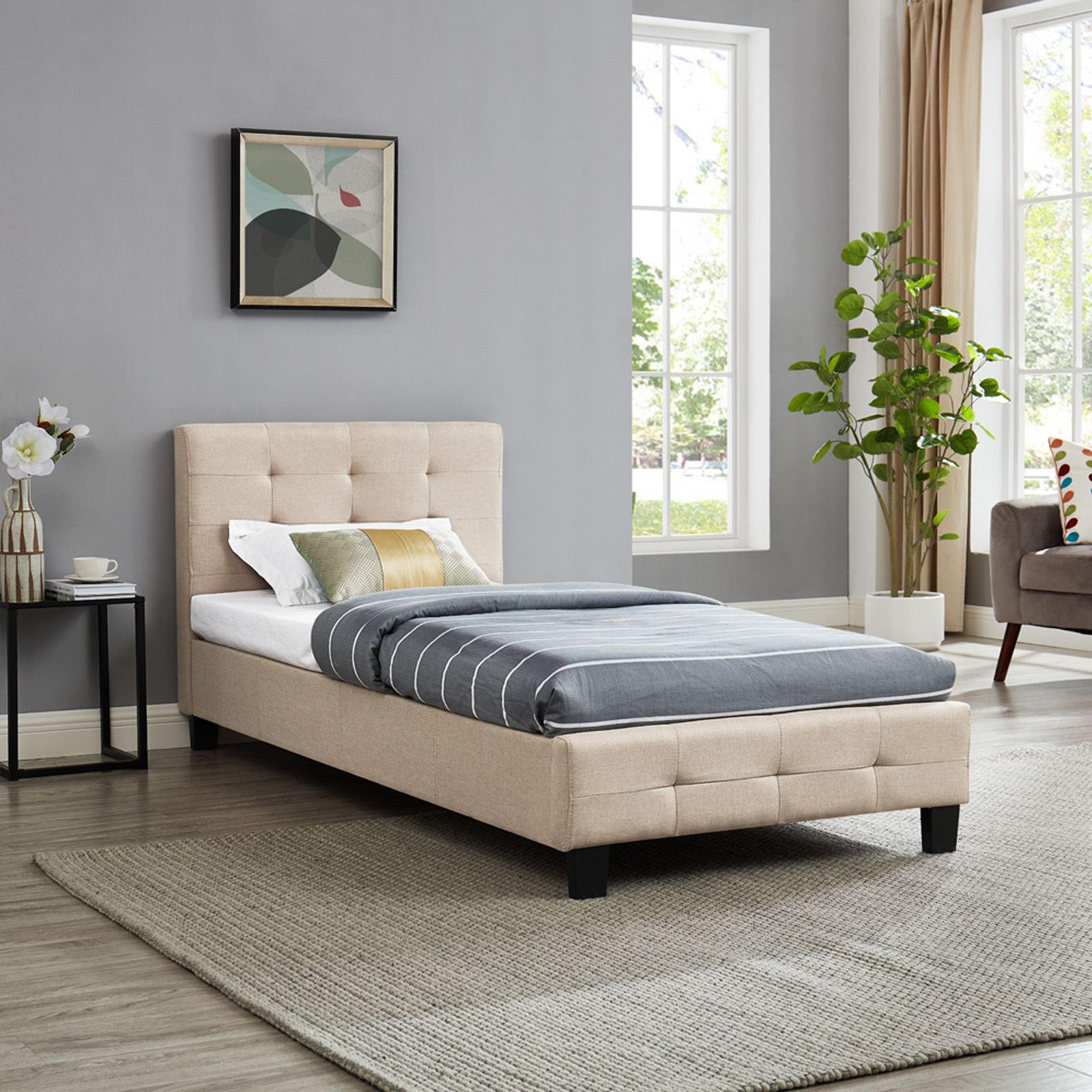 POLSTERBETT OHIO 90X200 CM - Beige, Textil (90/200cm) - CARO-Möbel
